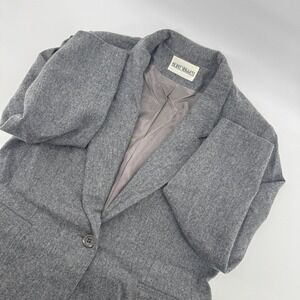 Vintage Hunt Valley Women's Wool Blazer Gray Size 14 Single Button Classic Fit